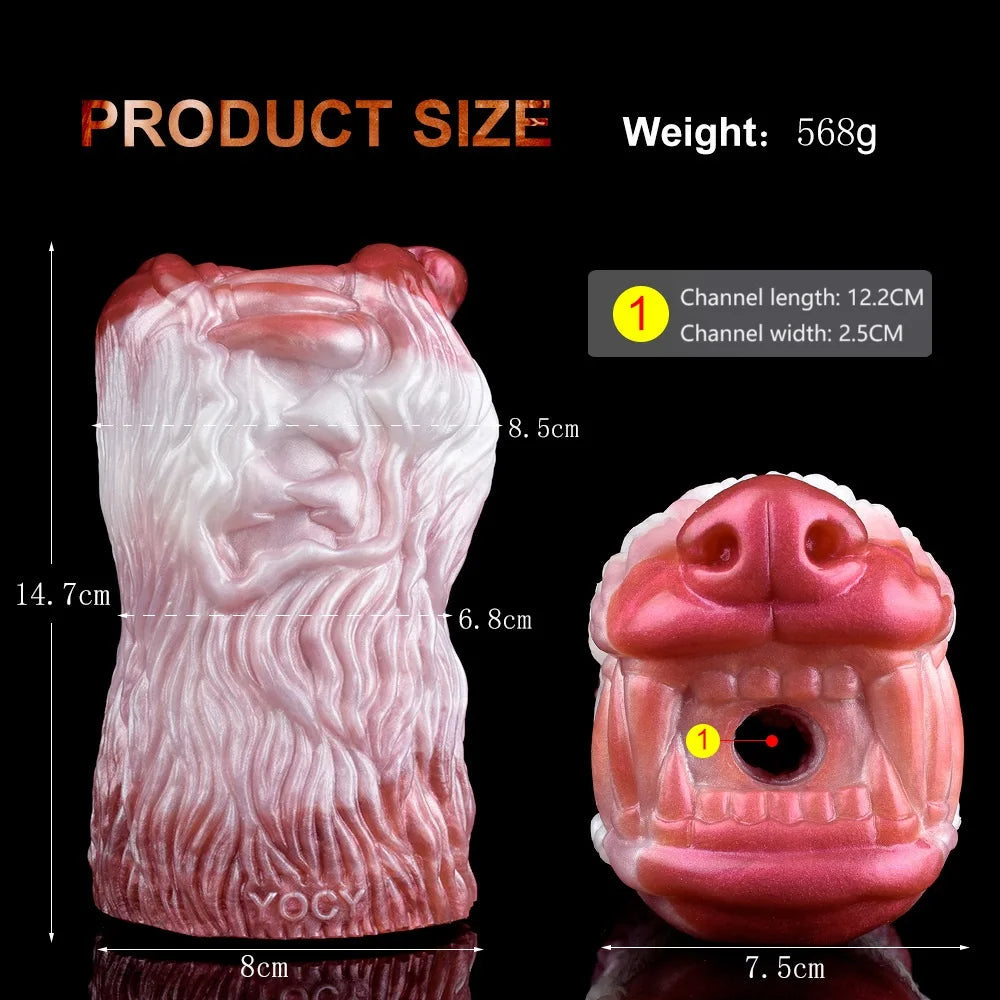 Beast Vagina Pocket Pussy Male Sex Toys - Silicone Pink Oral Penis Masturbation Cup Xoxomoving