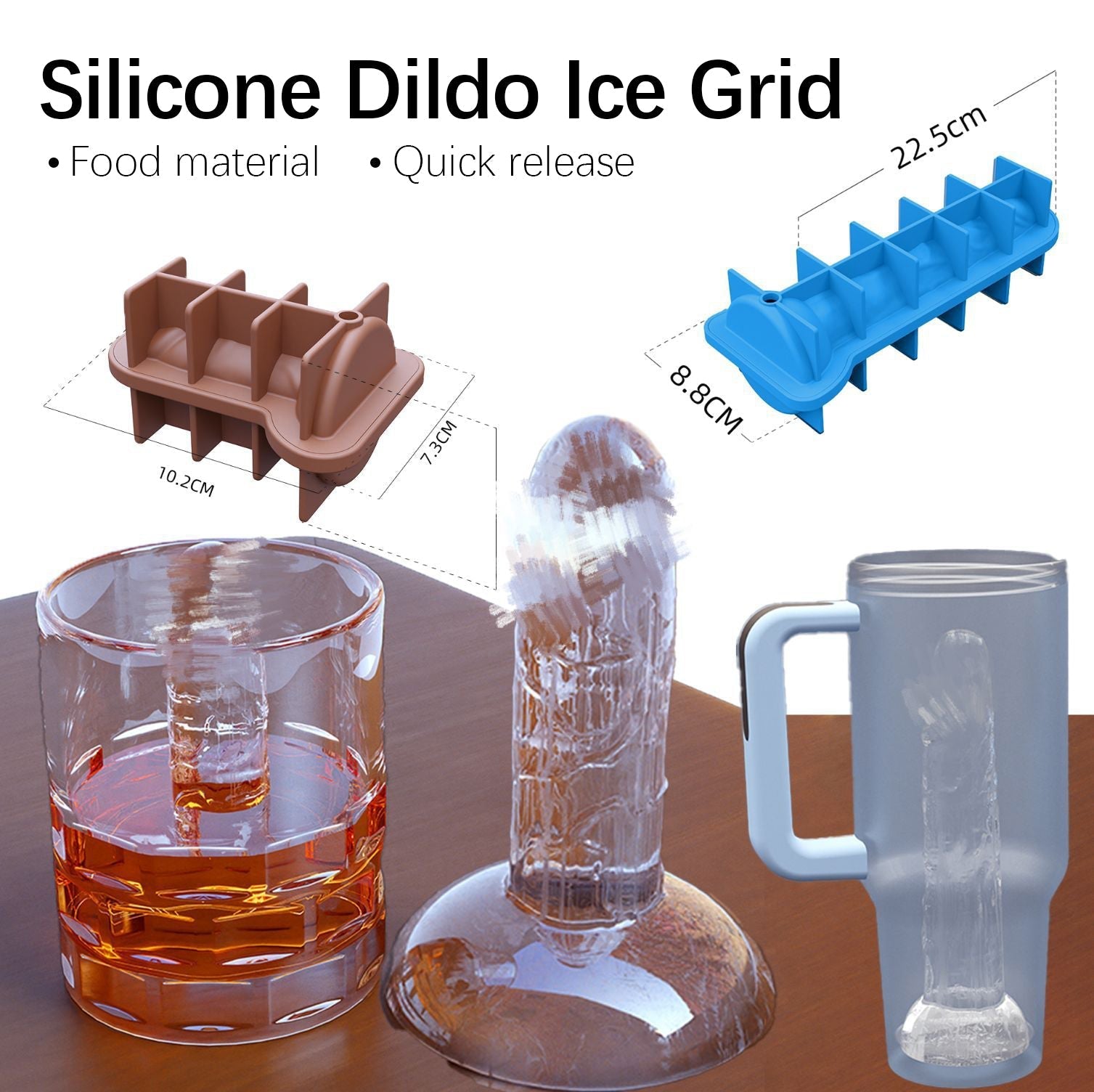 Xoxomoving - Food grade silicone ice lattice mould party prank props whiskey ice cubes Xoxomoving