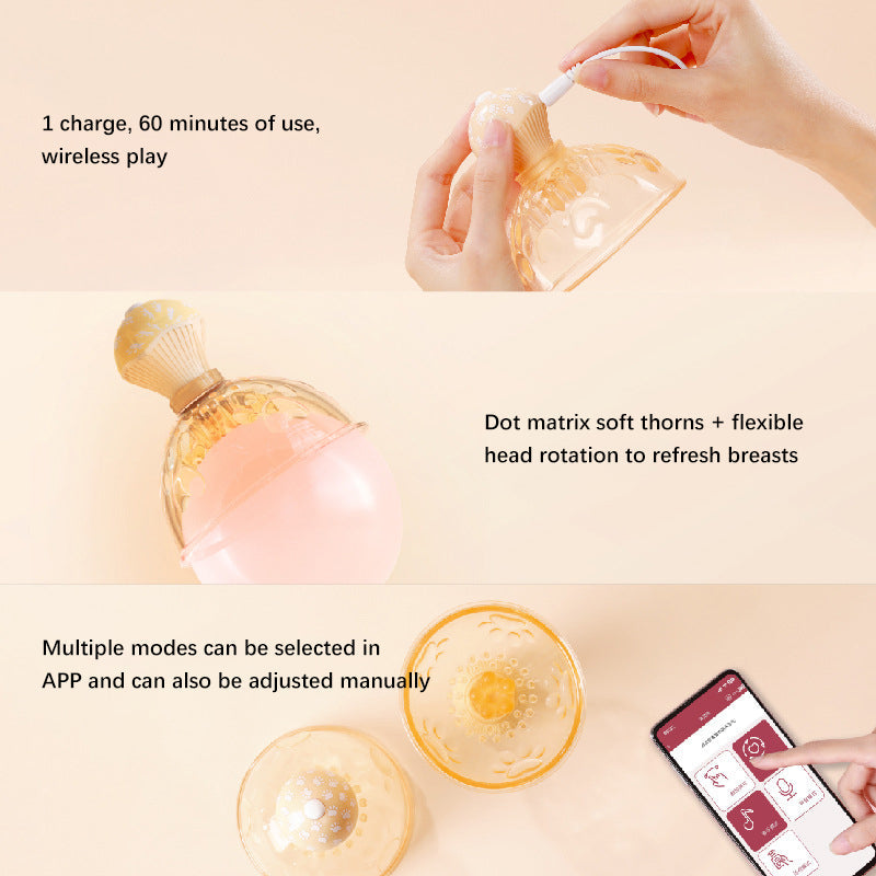 Xoxomoving - Heart Cup Breast Massager Rotating Tease Female Sex Toy Xoxomoving