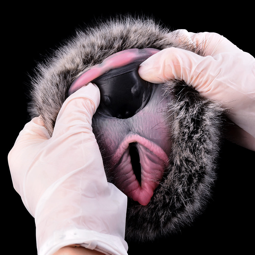 Furry Sex Animal Pussies Masturbation Cup - Fantasy Latex Silicone Pocket Masturbator for Men Xoxomoving