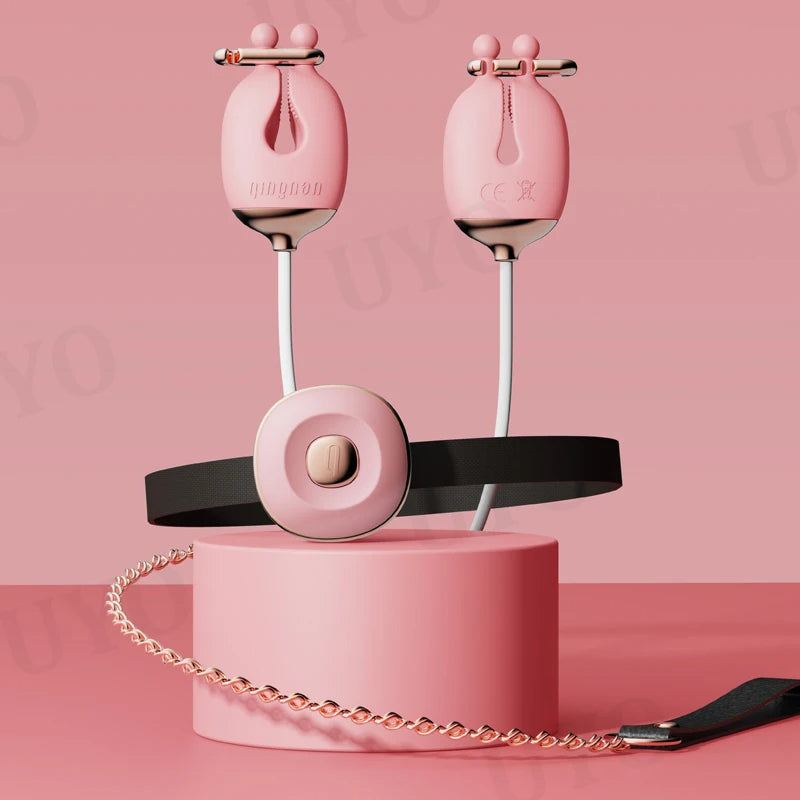 Vibrating nipple clamps, vibrating egg, traction collar, SM woman sex suit, training toys - Xoxomoving Xoxomoving