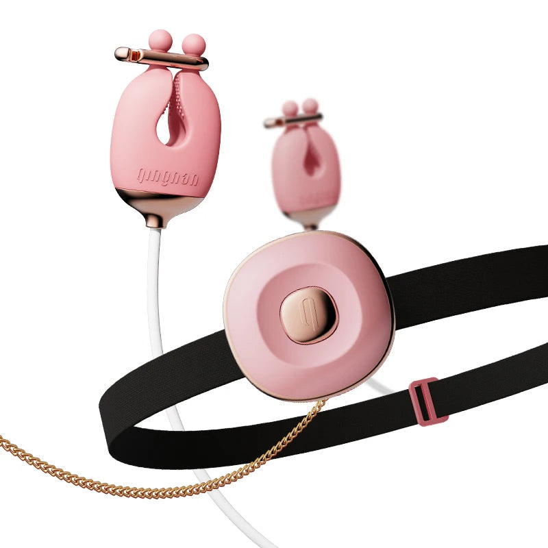 Vibrating nipple clamps, vibrating egg, traction collar, SM woman sex suit, training toys - Xoxomoving Xoxomoving