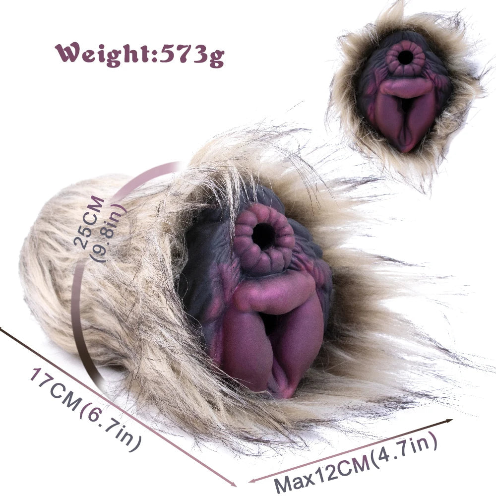 Animal Fur Pocket Pussy Male Masturbator - Silicone Dual Vaginas Penis Massage Sex Toy for Men Xoxomoving