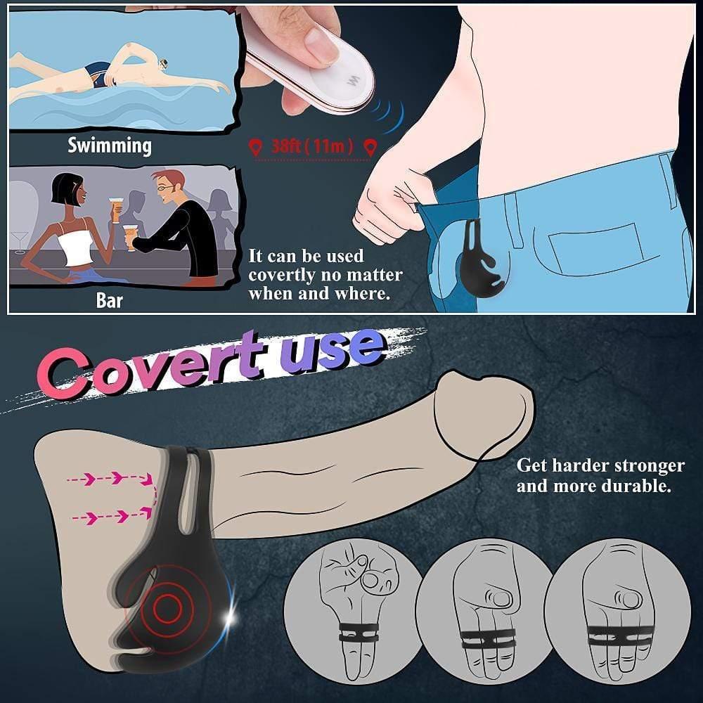 1.29" 9-Speed Vibrating Penis Ring with Remote Control Xoxomoving