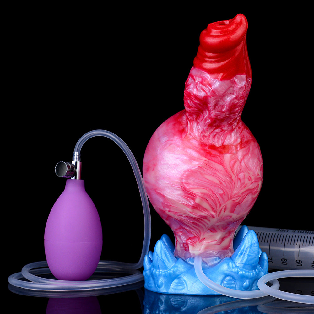 7 Inch Red Fantasy Dog Inflatable Squirting Dildo Xoxomoving
