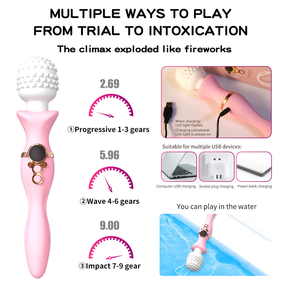 Xoxomoving Dual-Head Magic Massage Wand, Multi-Speed AV Vibrator Xoxomoving