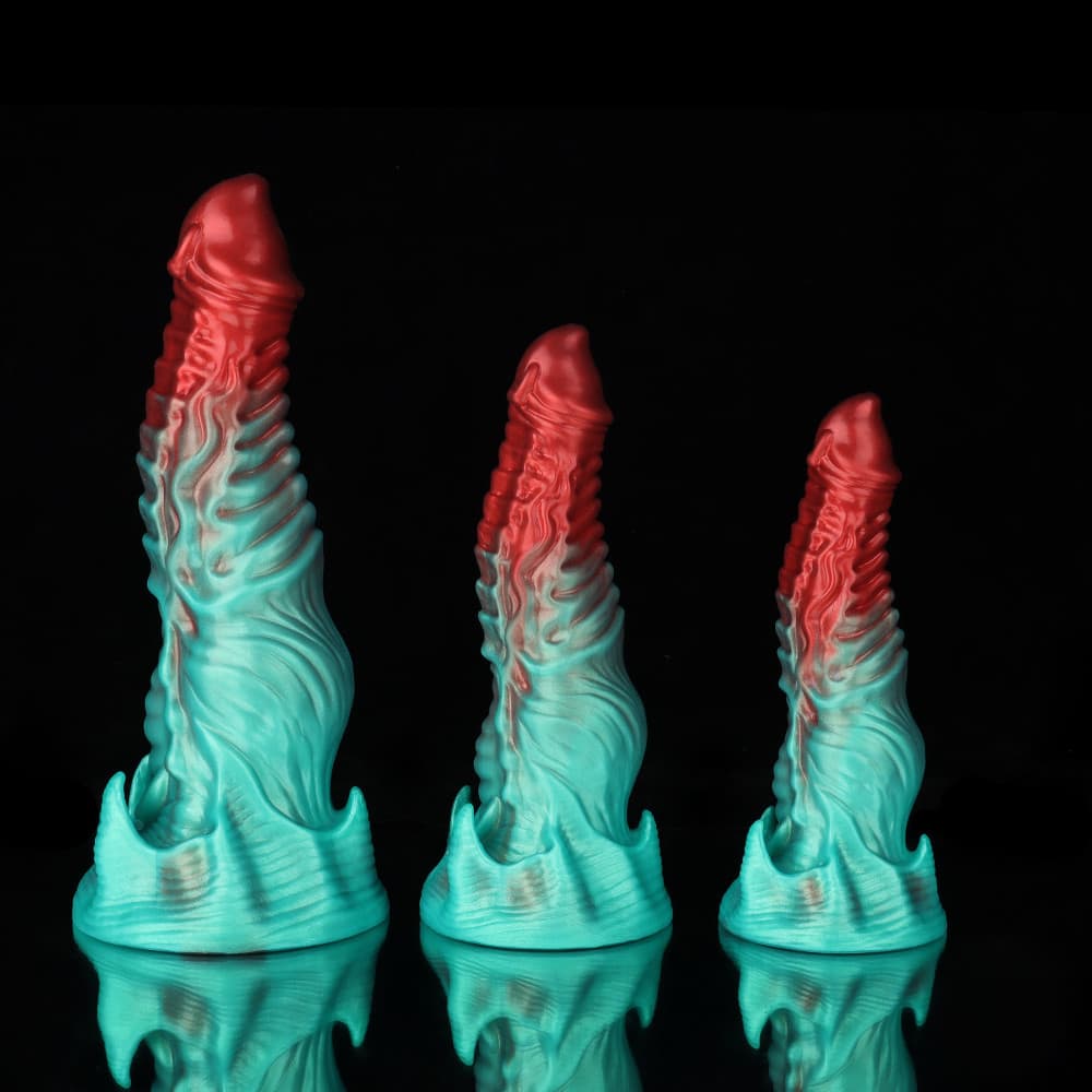 Ghostly Crimson Red Green Fantasy Dildo Xoxomoving