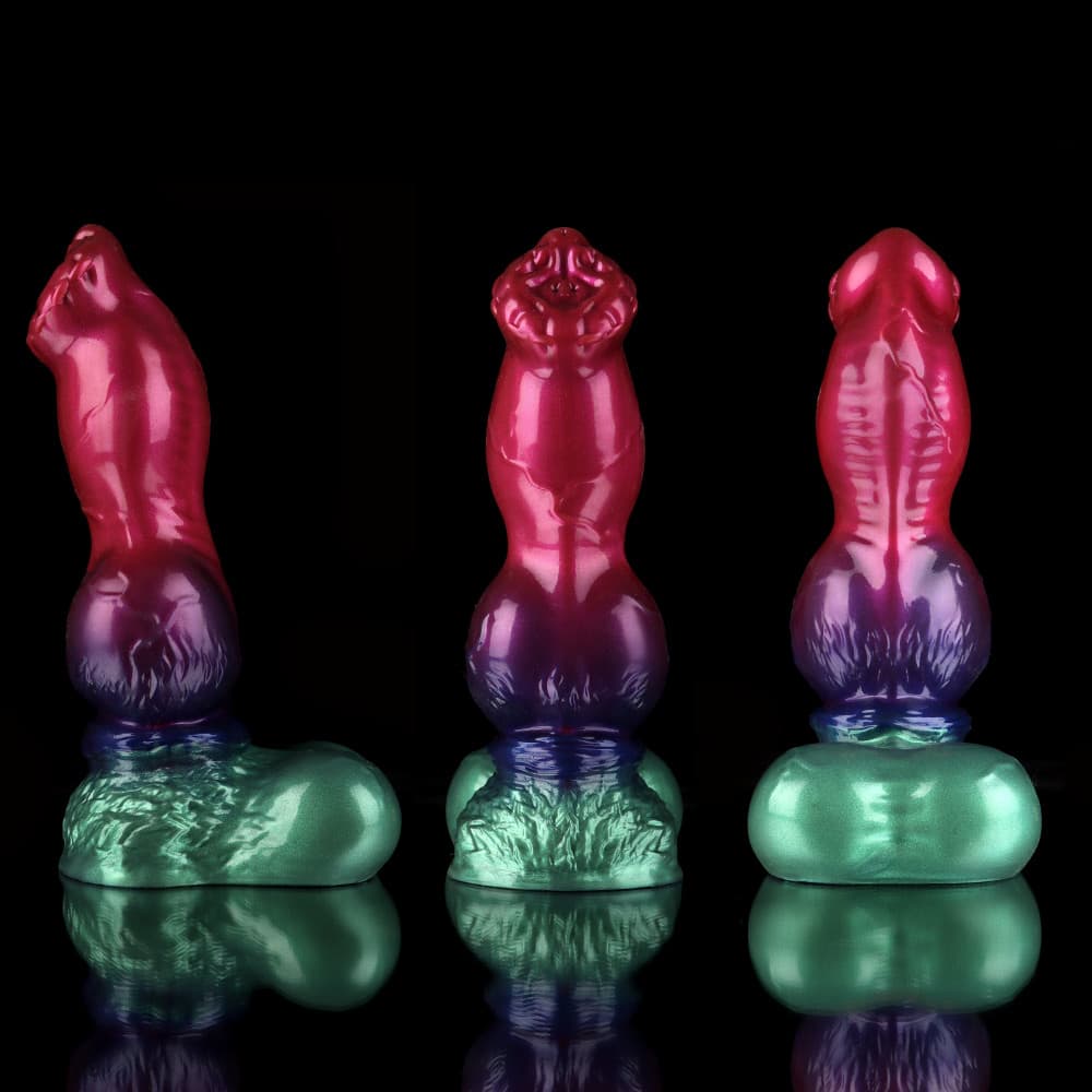 Gun Dog Gradient Purple Green Fantasy Dildo - Knotted Dildo Xoxomoving
