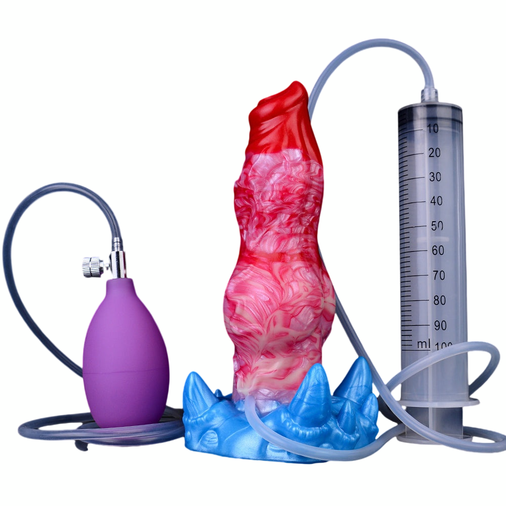 7 Inch Red Fantasy Dog Inflatable Squirting Dildo Xoxomoving