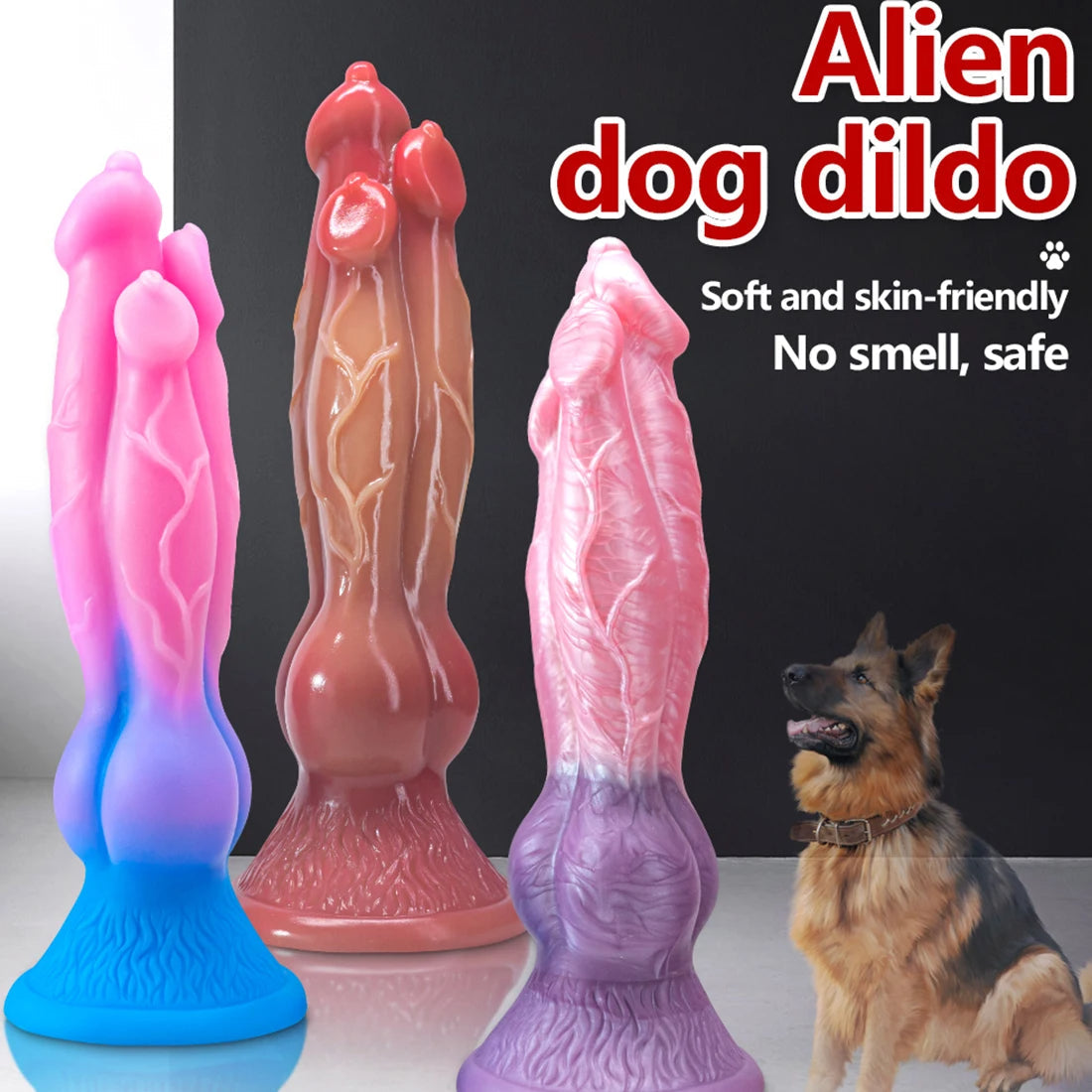 9 Inch Variant Three Head Dog Dildo Xoxomoving