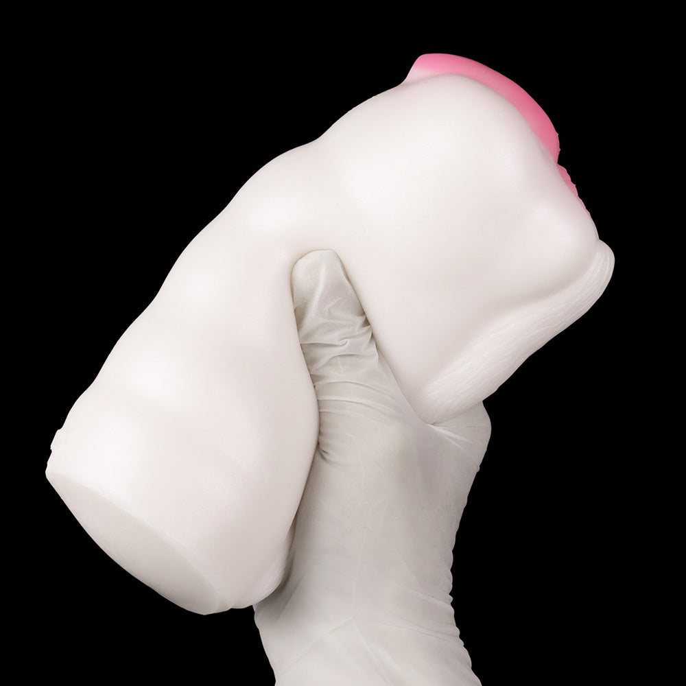White Furry Pussy Male Masturbator - Animal Vaginal Penis Masturbation Cup Sex Toy for Men Xoxomoving
