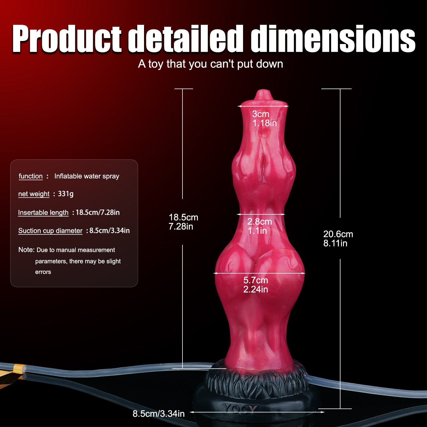 8 Inch Red Double Knot Squirting Dildo STS