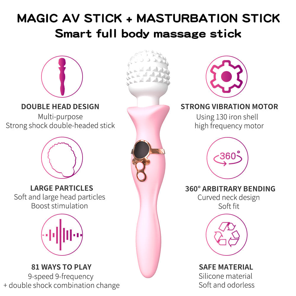 Xoxomoving Dual-Head Magic Massage Wand, Multi-Speed AV Vibrator Xoxomoving