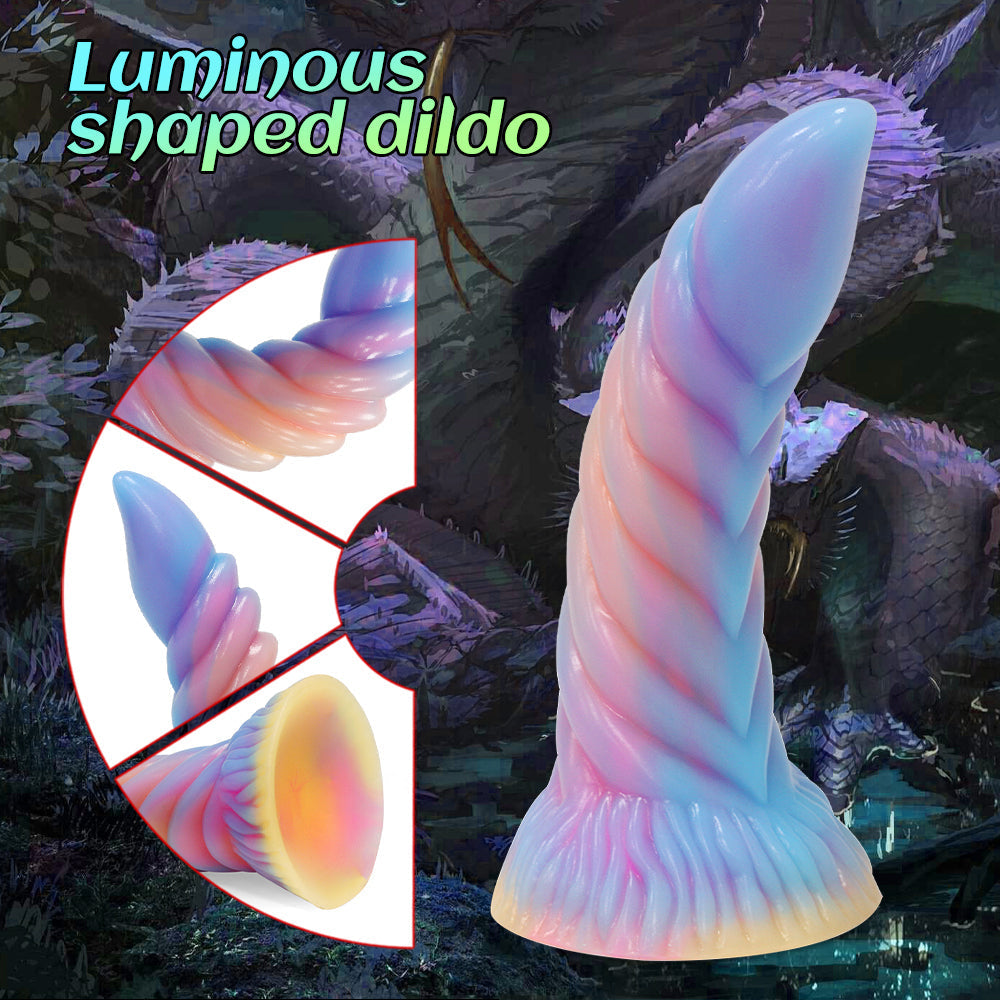 7 Inch Glow in the Dark Curved Ribbed Dildo Xoxomoving