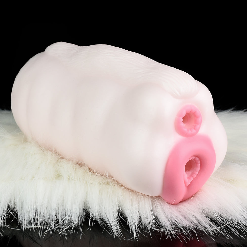 White Furry Pussy Male Masturbator - Animal Vaginal Penis Masturbation Cup Sex Toy for Men Xoxomoving