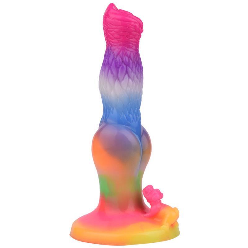 8 Inch Glow In The Dark Dog Rainbow Dildo Xoxomoving