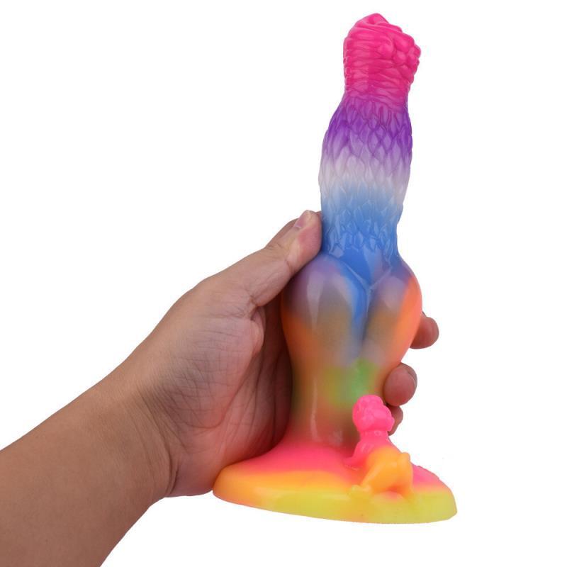8 Inch Glow In The Dark Dog Rainbow Dildo Xoxomoving