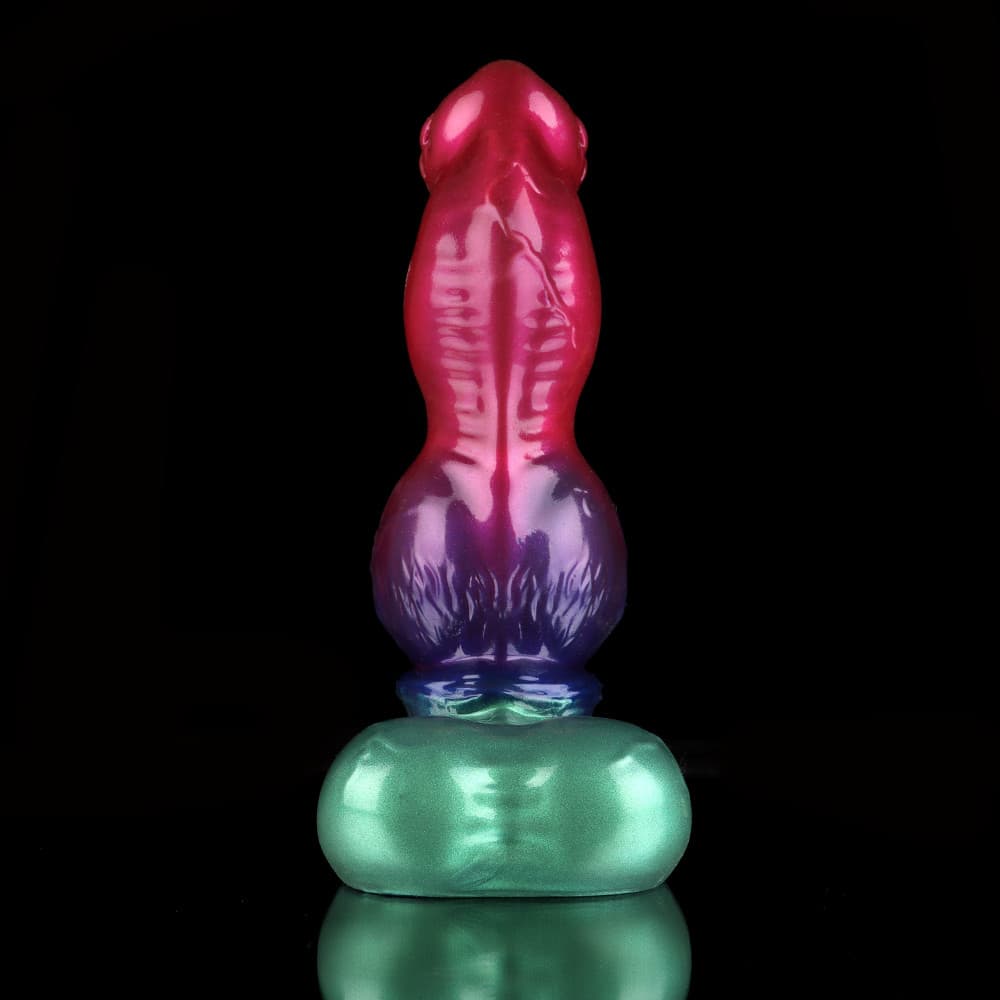 Gun Dog Gradient Purple Green Fantasy Dildo - Knotted Dildo Xoxomoving