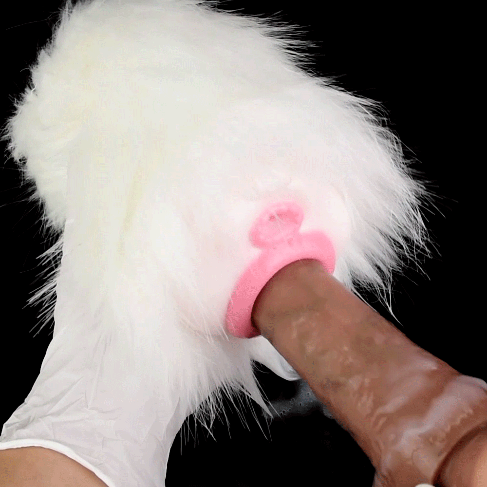 White Furry Pussy Male Masturbator - Animal Vaginal Penis Masturbation Cup Sex Toy for Men Domlust
