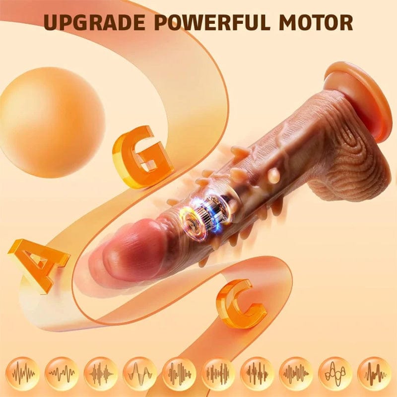 Thrust Vibrating Heating 4-in-1 Spiket Dildo 9 Inches Xoxomoving