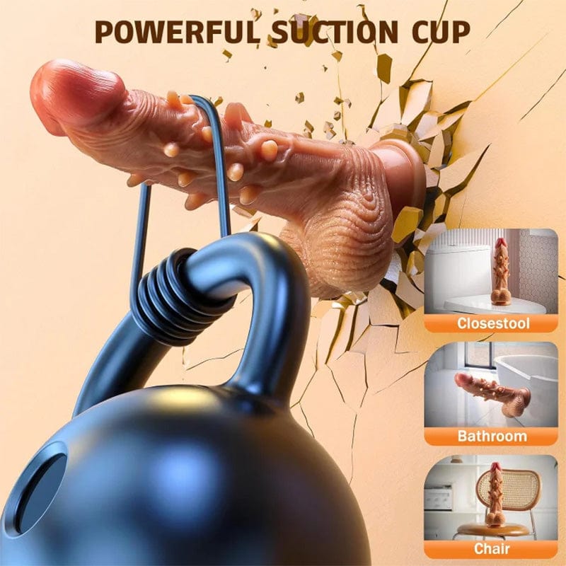 Thrust Vibrating Heating 4-in-1 Spiket Dildo 9 Inches Xoxomoving