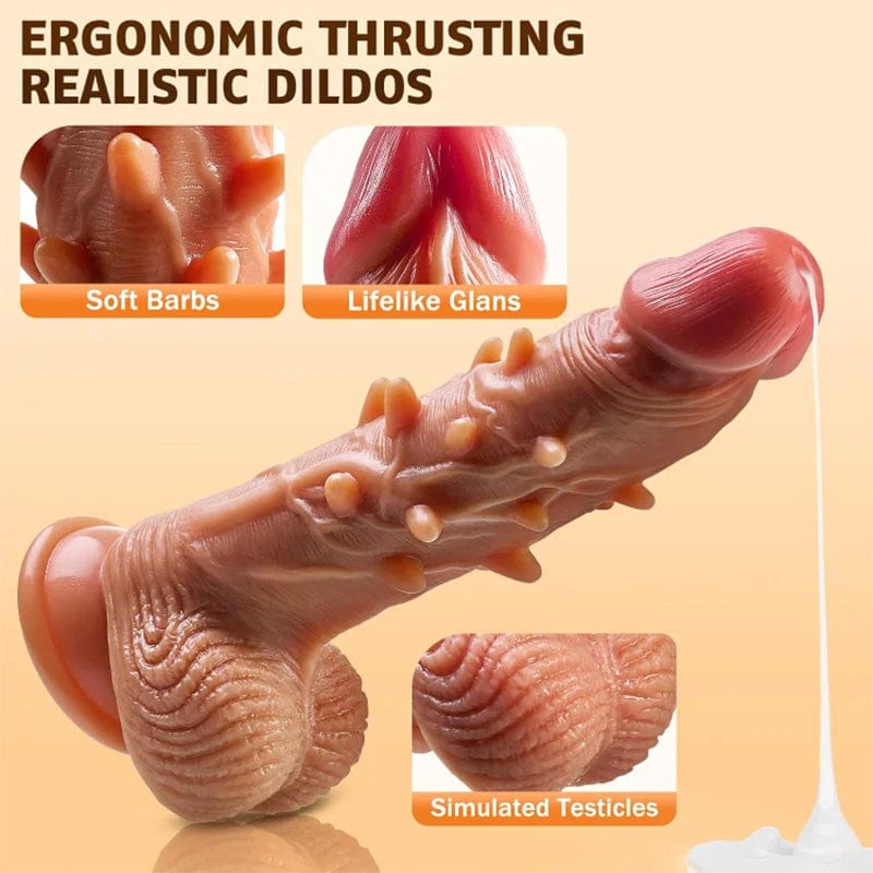 Thrust Vibrating Heating 4-in-1 Spiket Dildo 9 Inches Xoxomoving