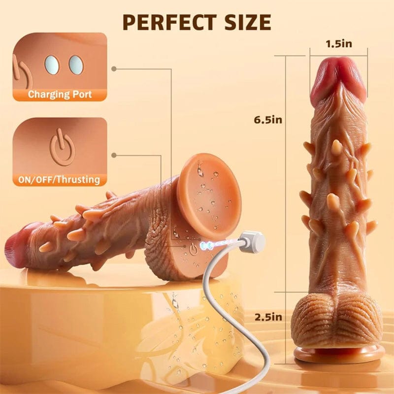 Thrust Vibrating Heating 4-in-1 Spiket Dildo 9 Inches Xoxomoving