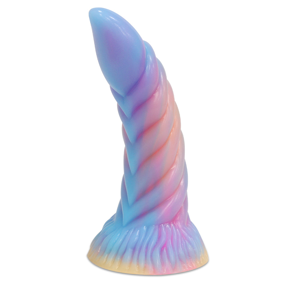 7 Inch Glow in the Dark Curved Ribbed Dildo Xoxomoving