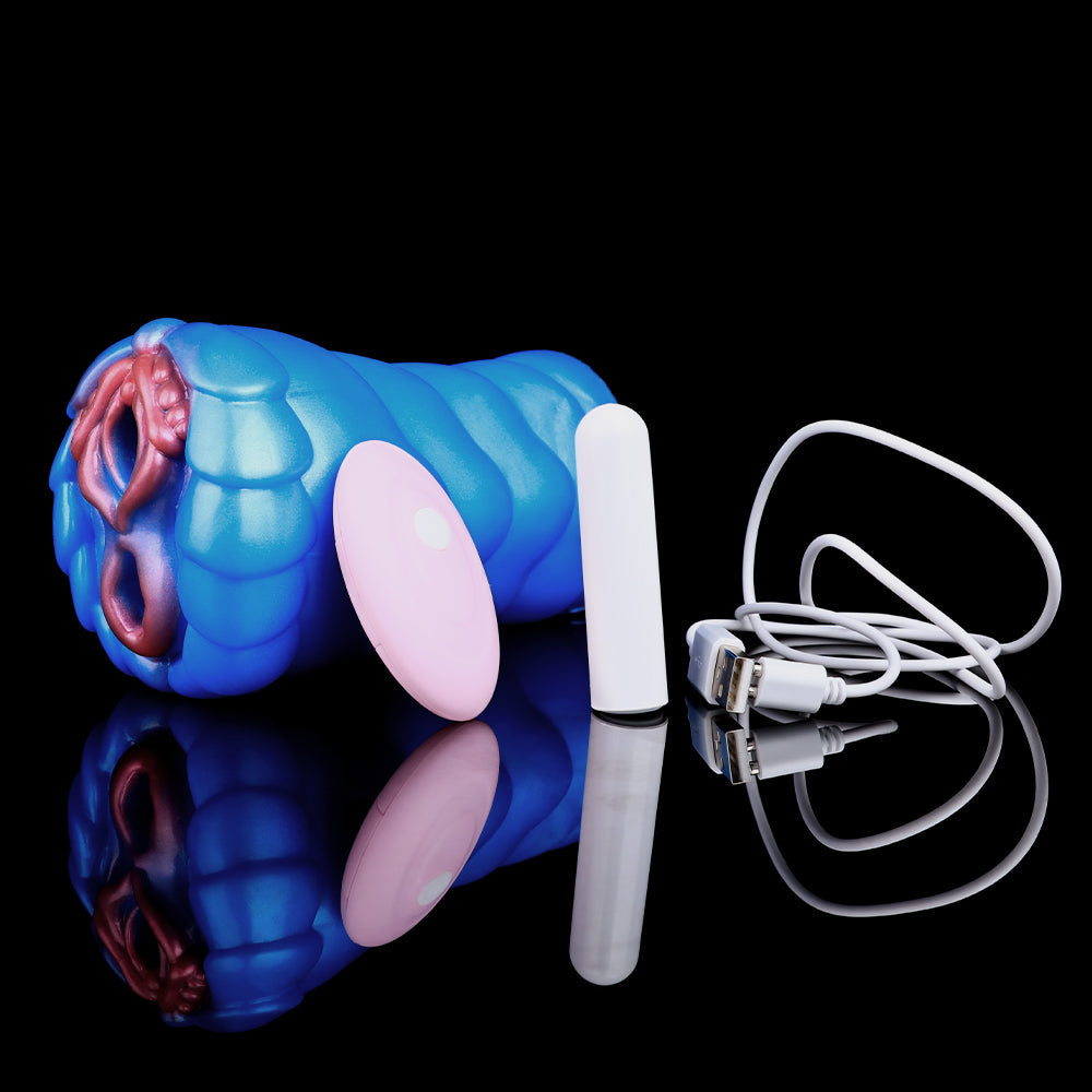 Fantasy Beast Pocket Pussy Male Sex Toy - Vibrating Bullet Dual Vaginal Penis Masturbator Domlust