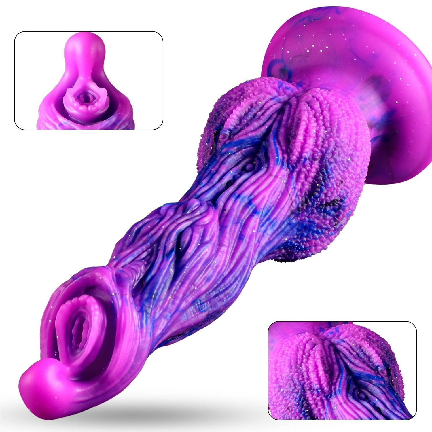 Fantasy Textured Silicone Alien Dog Knot Dildo Xoxomoving