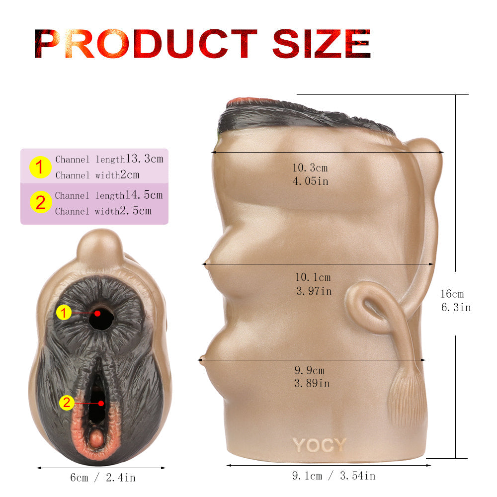 Ebony Cow Pussy Pocket Male Masturbator - Big Realistic Dual Vagina Penis Massage Sex Toys Xoxomoving