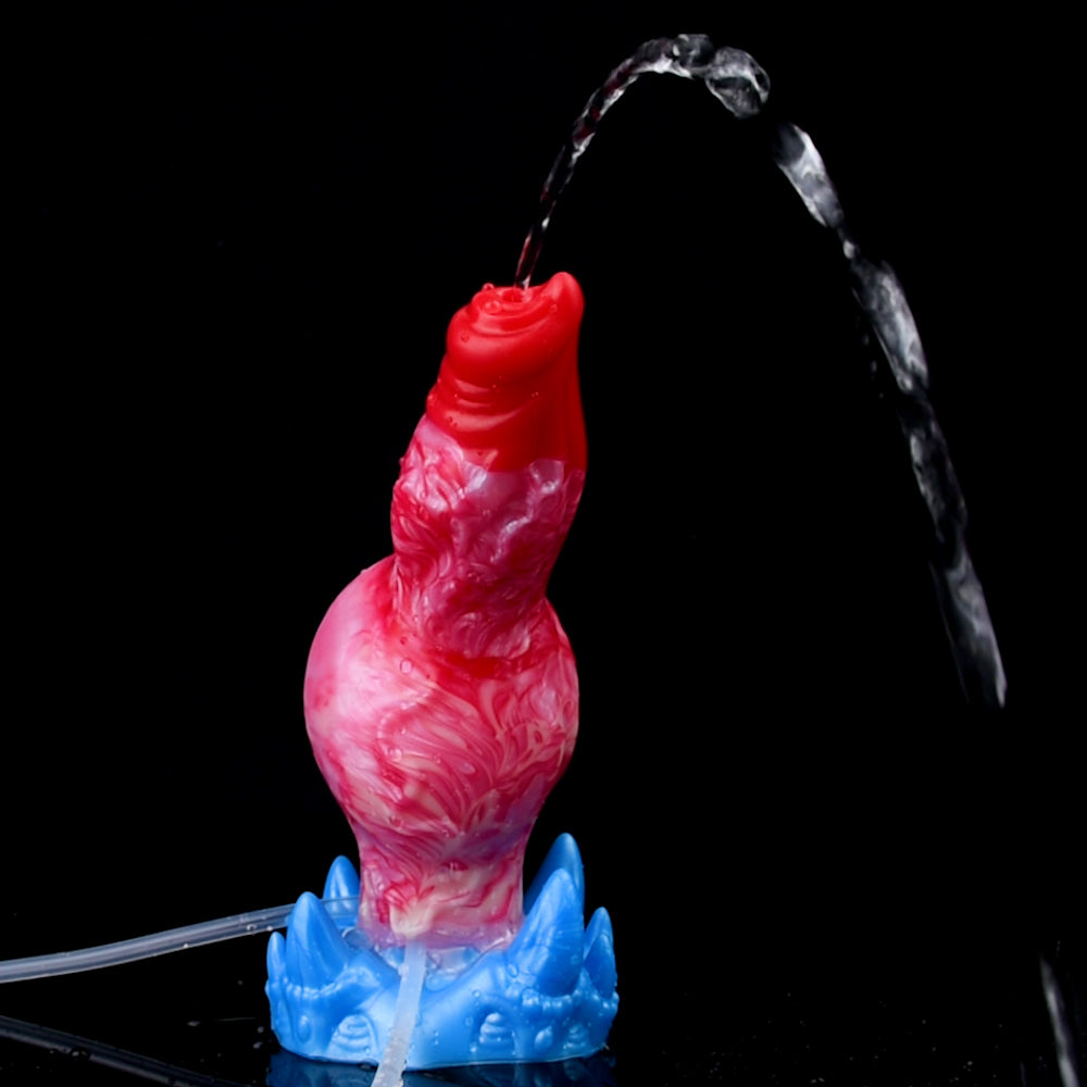 7 Inch Red Fantasy Dog Inflatable Squirting Dildo Xoxomoving