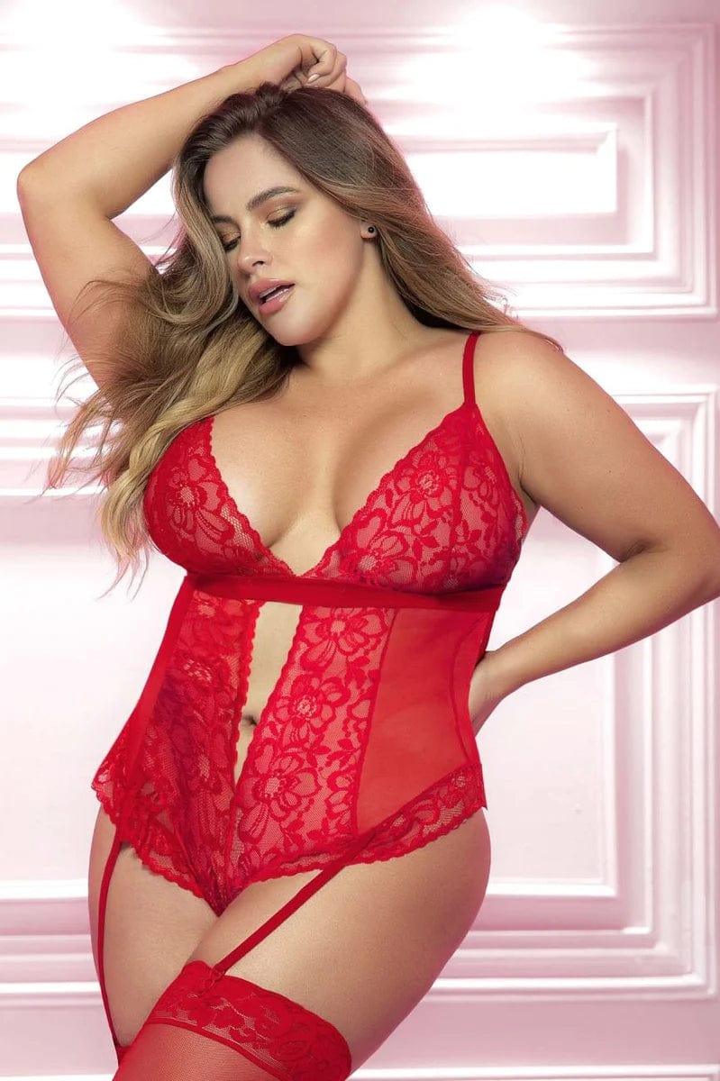 Mapale Heart Frill Teddy With Garters Xoxomoving