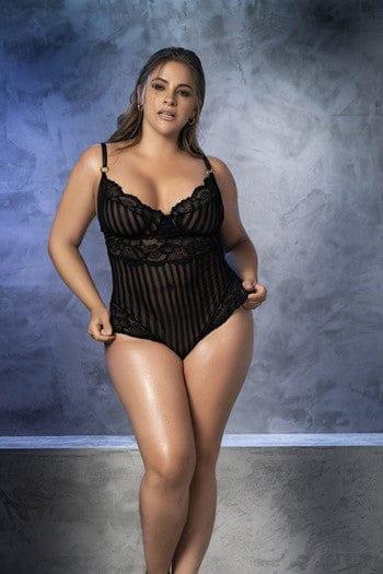 Xoxomoving Shadow Stripe Bodysuit - Black Xoxomoving