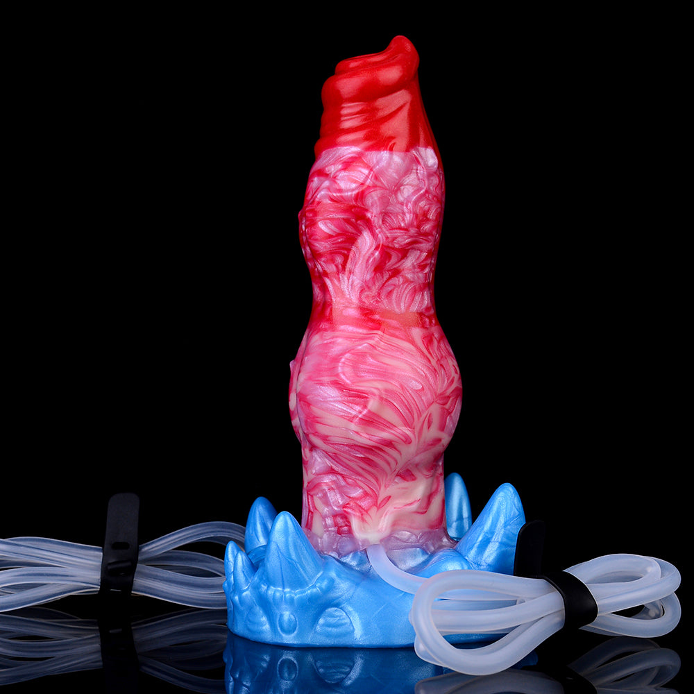 7 Inch Red Fantasy Dog Inflatable Squirting Dildo Xoxomoving