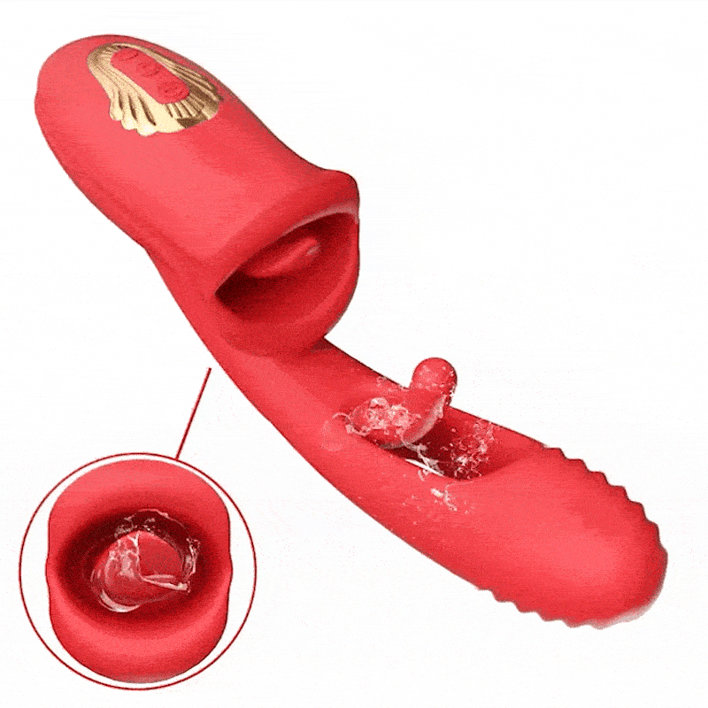 Rose Sex Toy Mouth Biting G Spot Clitoral Vibrator with Another End Tapping & Slapping and Dildo Vibrator Optional Xoxomoving