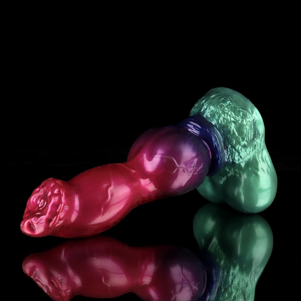 Gun Dog Gradient Purple Green Fantasy Dildo - Knotted Dildo Xoxomoving