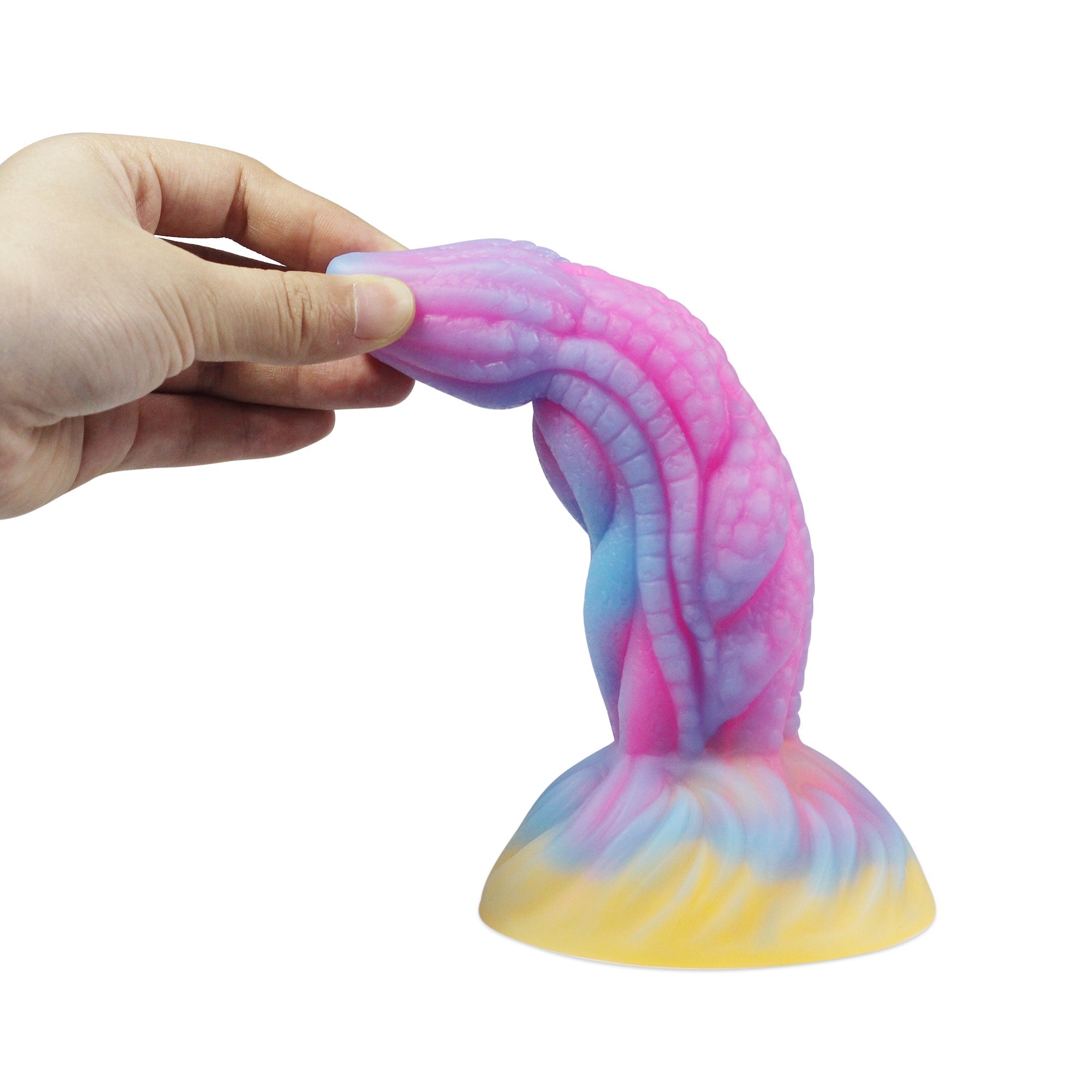 7.28 Inch Pink Textured Fantasy lights up Dildo Xoxomoving