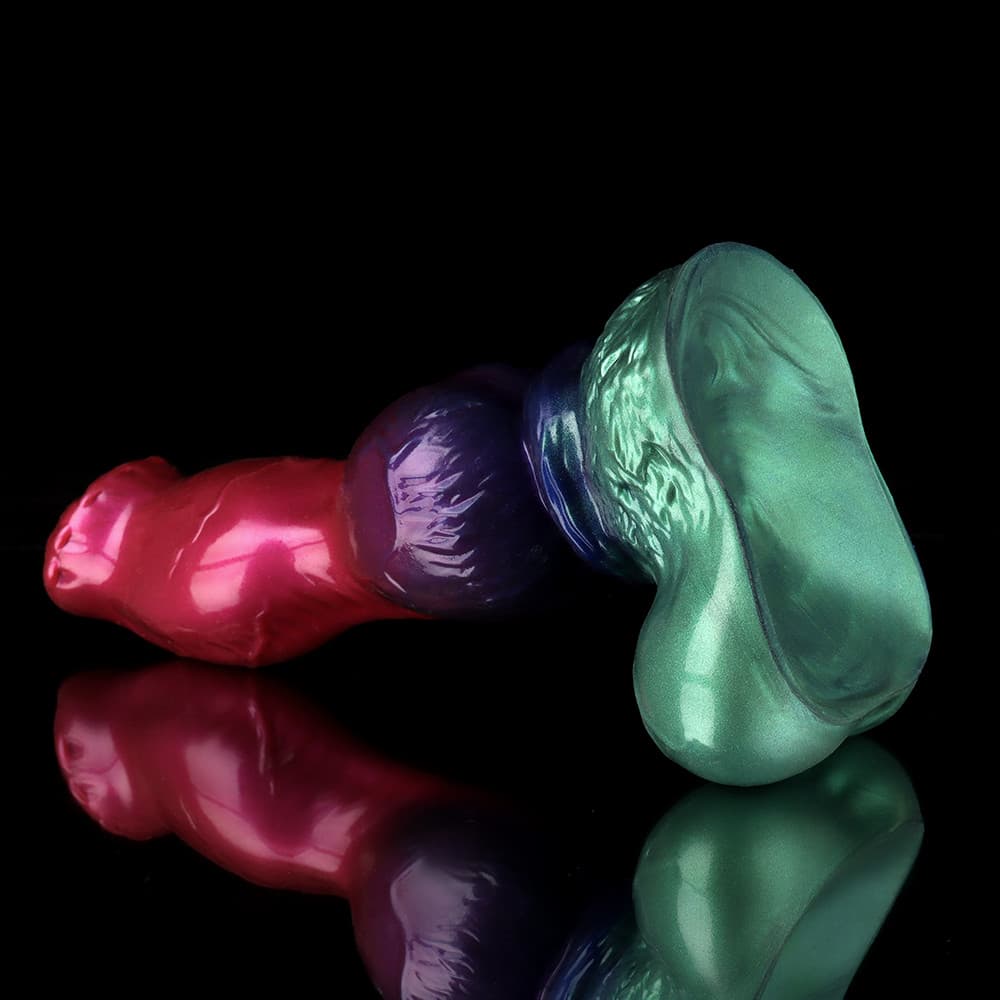 Gun Dog Gradient Purple Green Fantasy Dildo - Knotted Dildo Xoxomoving