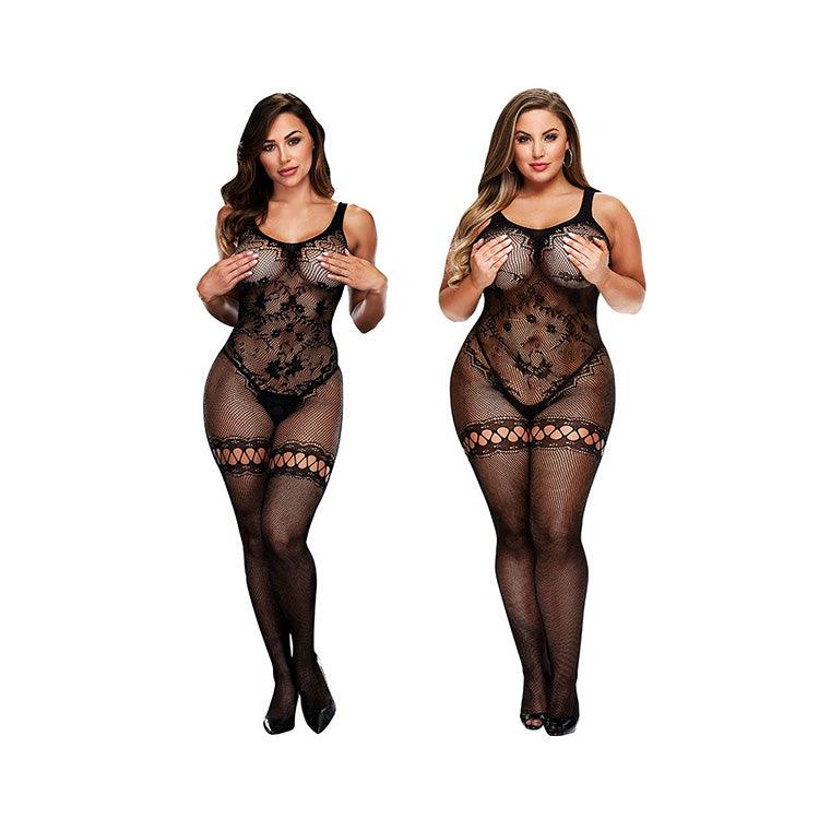 Mixed Mesh Crotchless Bodystocking Xoxomoving