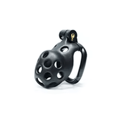 Black Bubbles Chastity Cage - Small Xoxomoving