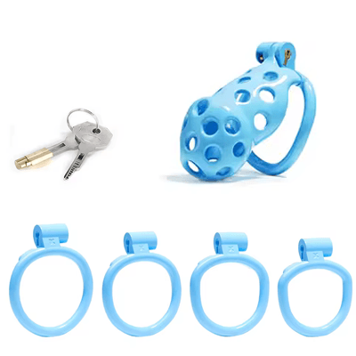 Blue Bubbles Chastity Cage - Standard Xoxomoving