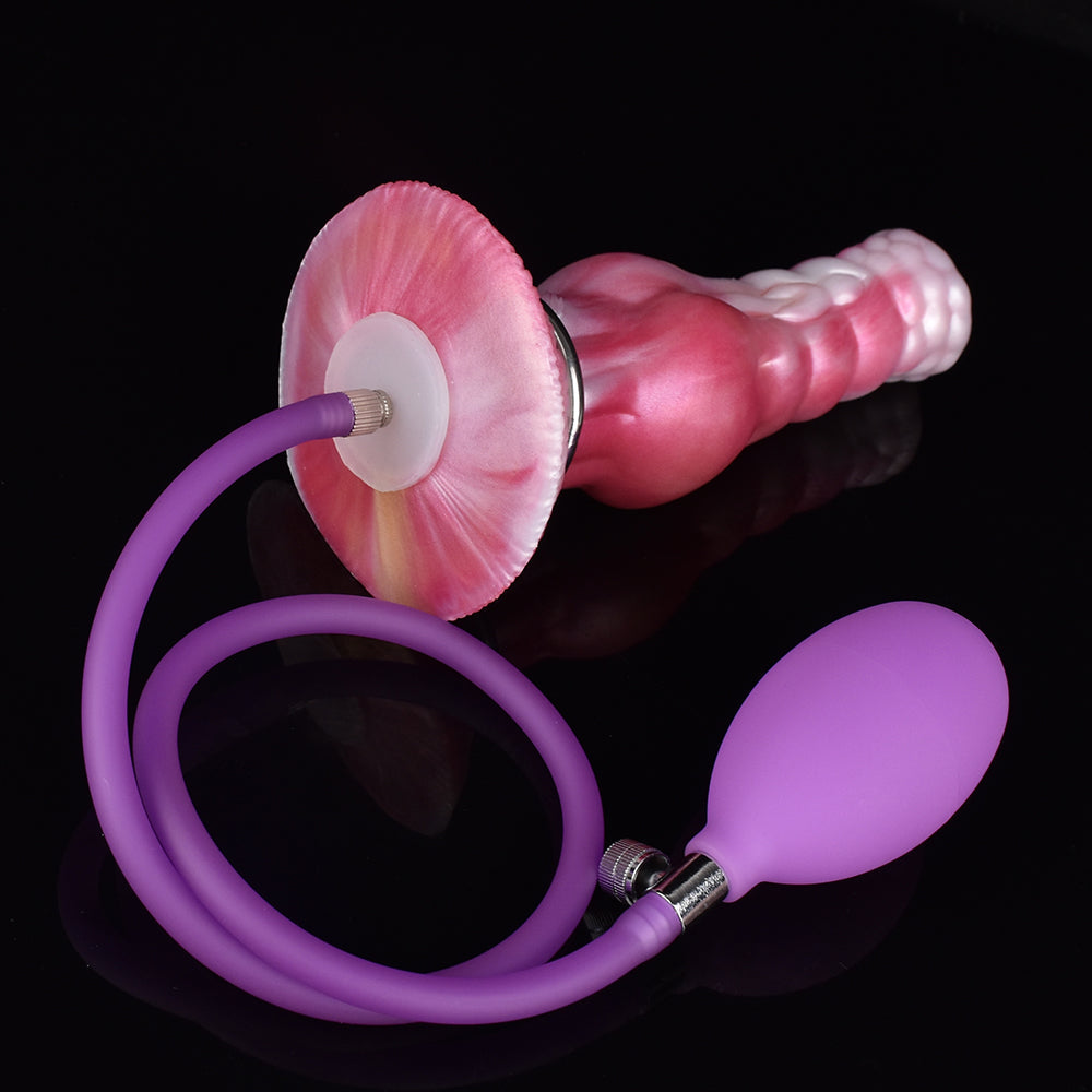 Pink Dog Cock Silicone Inflatable Knot Dildo Xoxomoving