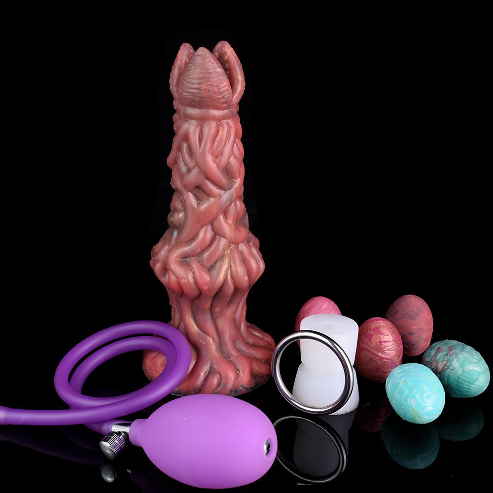 Xoxomoving Ovipositor Dildo with Pump Glow in the Dark Silicone Toy Xoxomoving