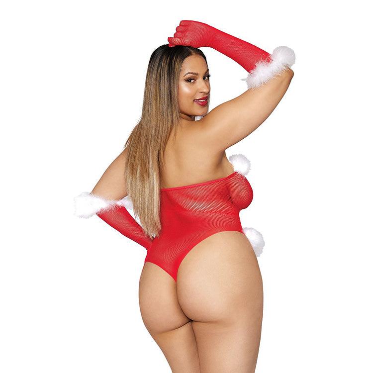 Fishnet Santa Teddy & Gloves Set Xoxomoving