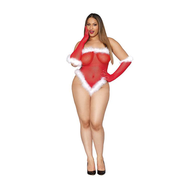 Fishnet Santa Teddy & Gloves Set Xoxomoving