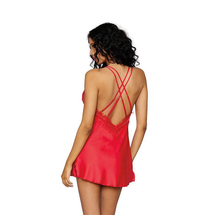 Lipstick Red Satin Chemise Xoxomoving