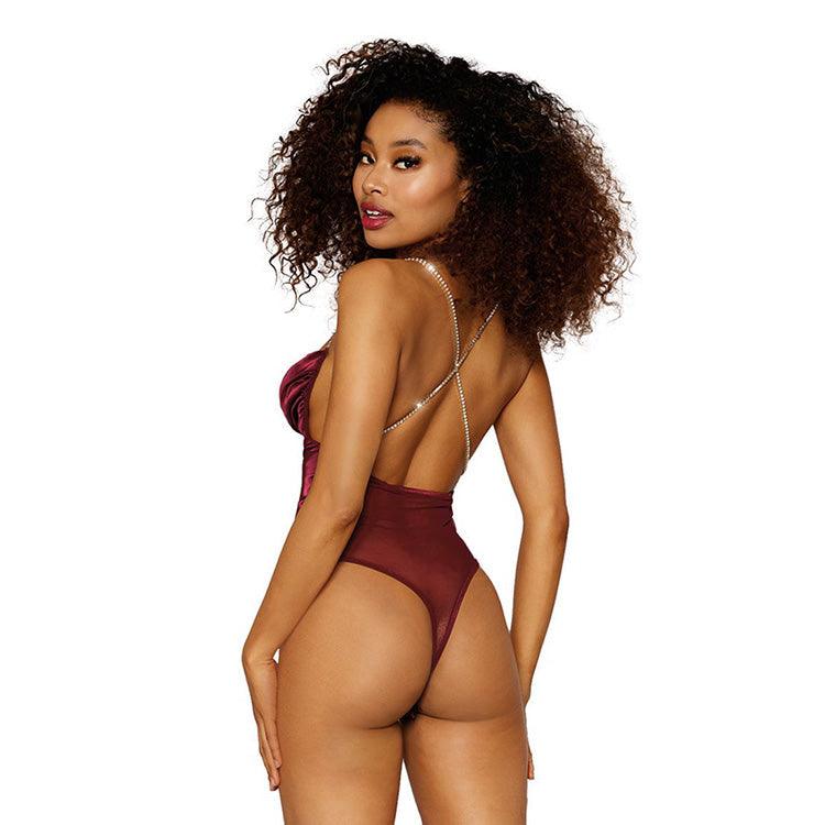 Satin & Mesh Bejeweled Teddy Xoxomoving