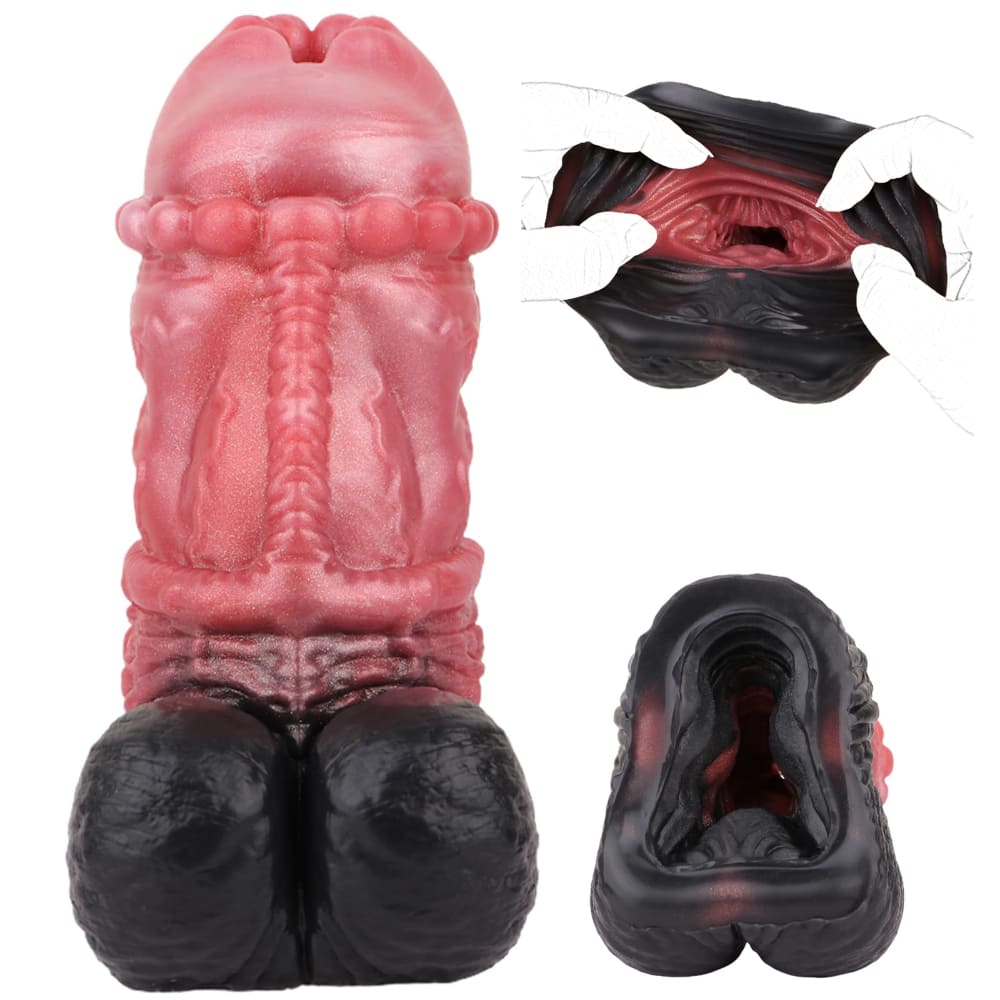 2-in-1 Fantasy Dildo & Stroker – Textured Silicone Dual-Function Toy