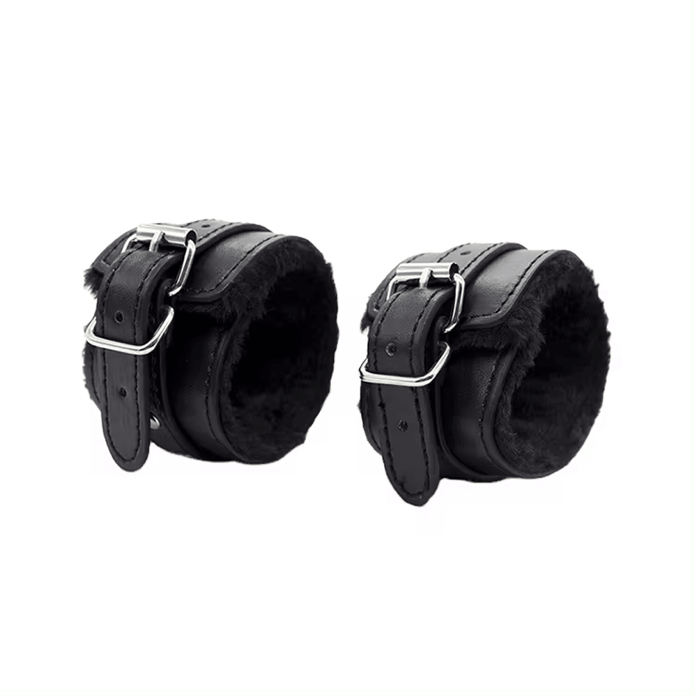 Black Fluff Cuffs - Ankle Cuff Set Xoxomoving
